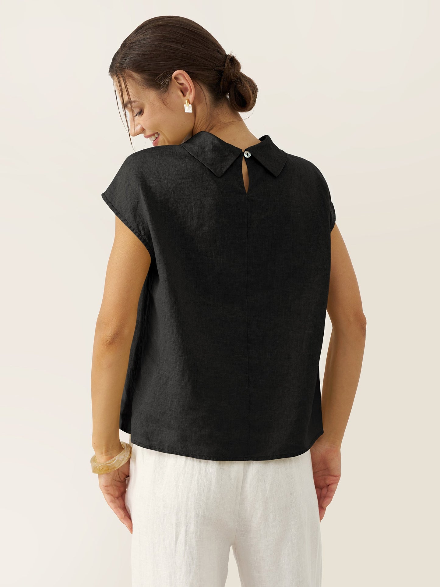 IVONNE | Blusa de lino con cuello camisero