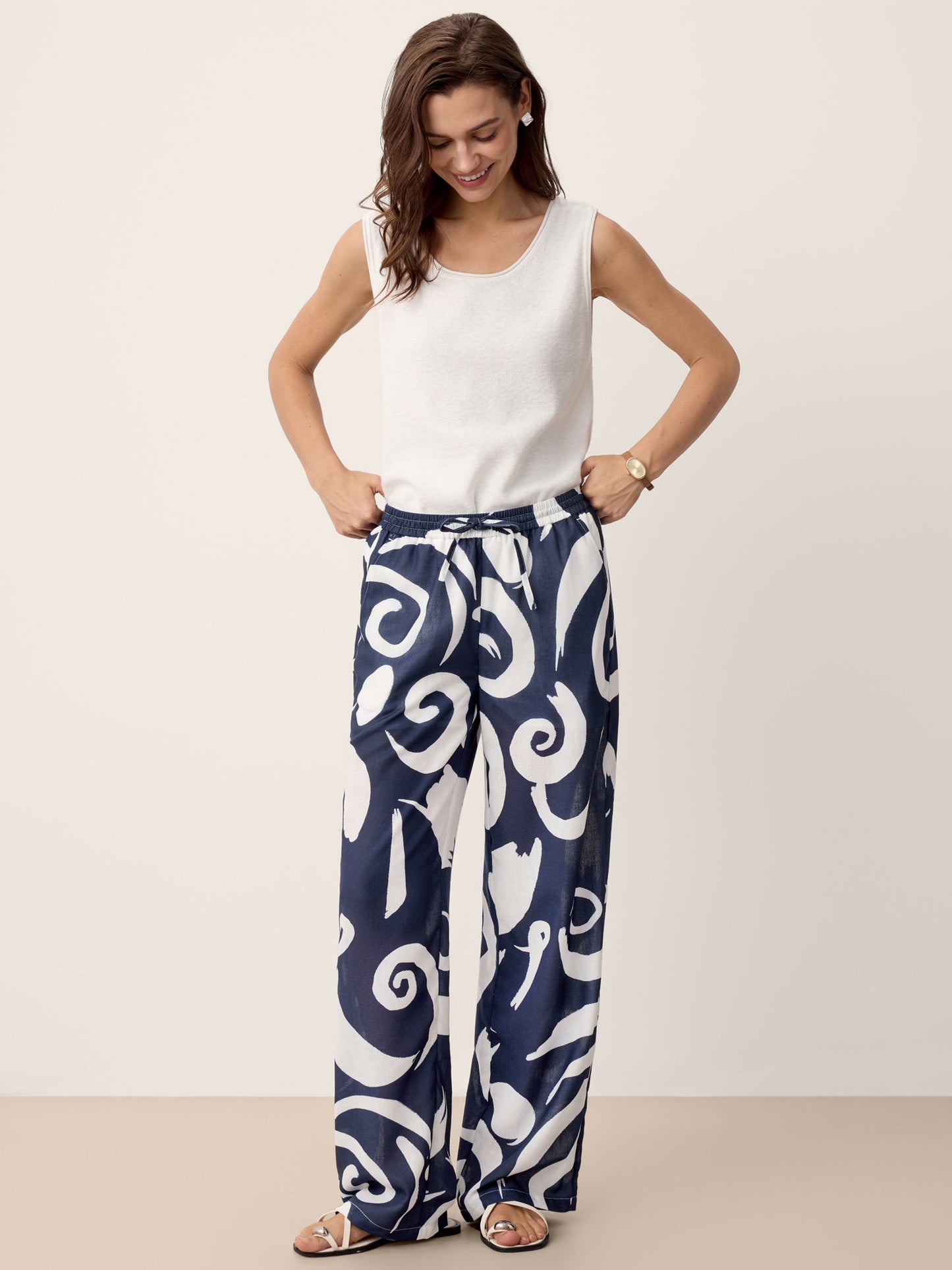 ORLA | Pantalón recto de lino estampado