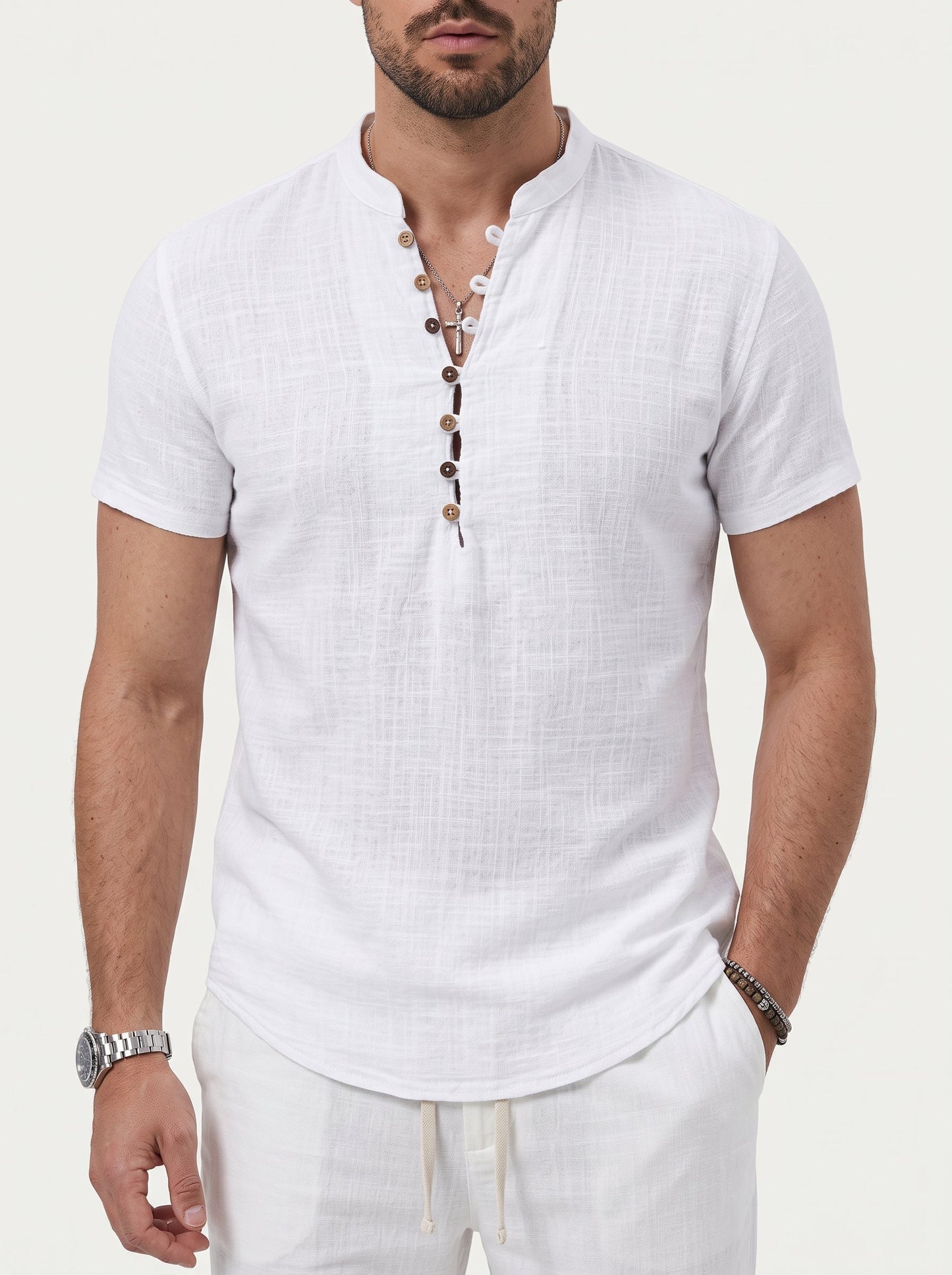 BRUNO | Camisa de Lino y Algodón Manga Corta
