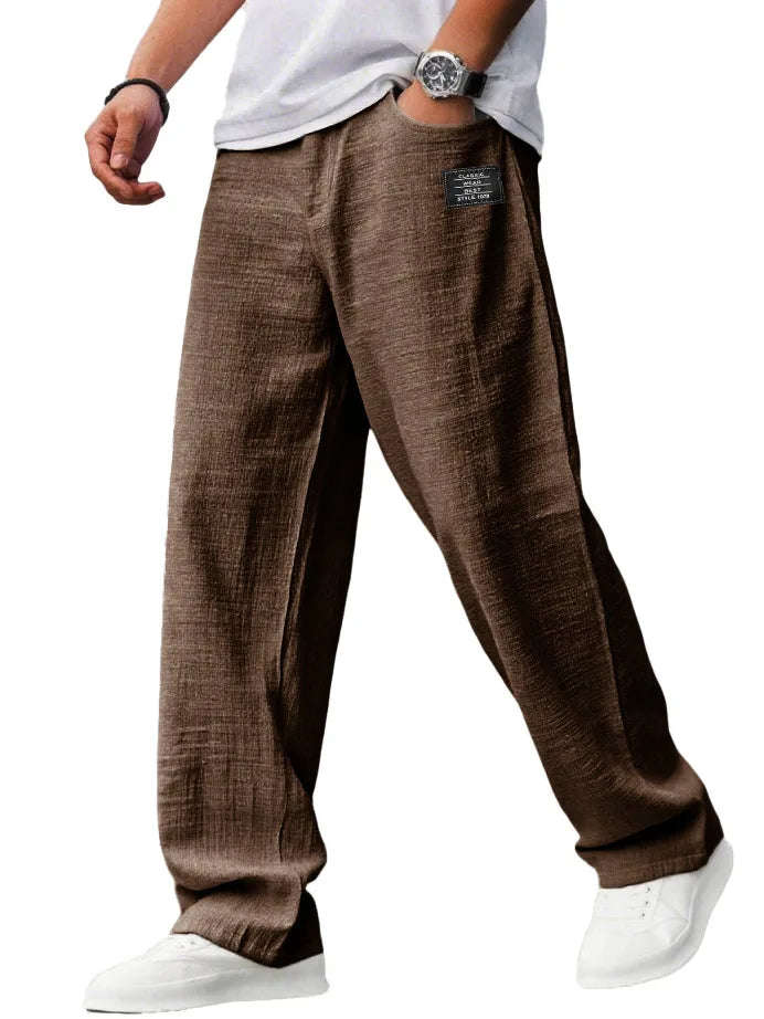 KAEL | Pantalon vintage holgados, rectos y transpirables de Algodón y Lino