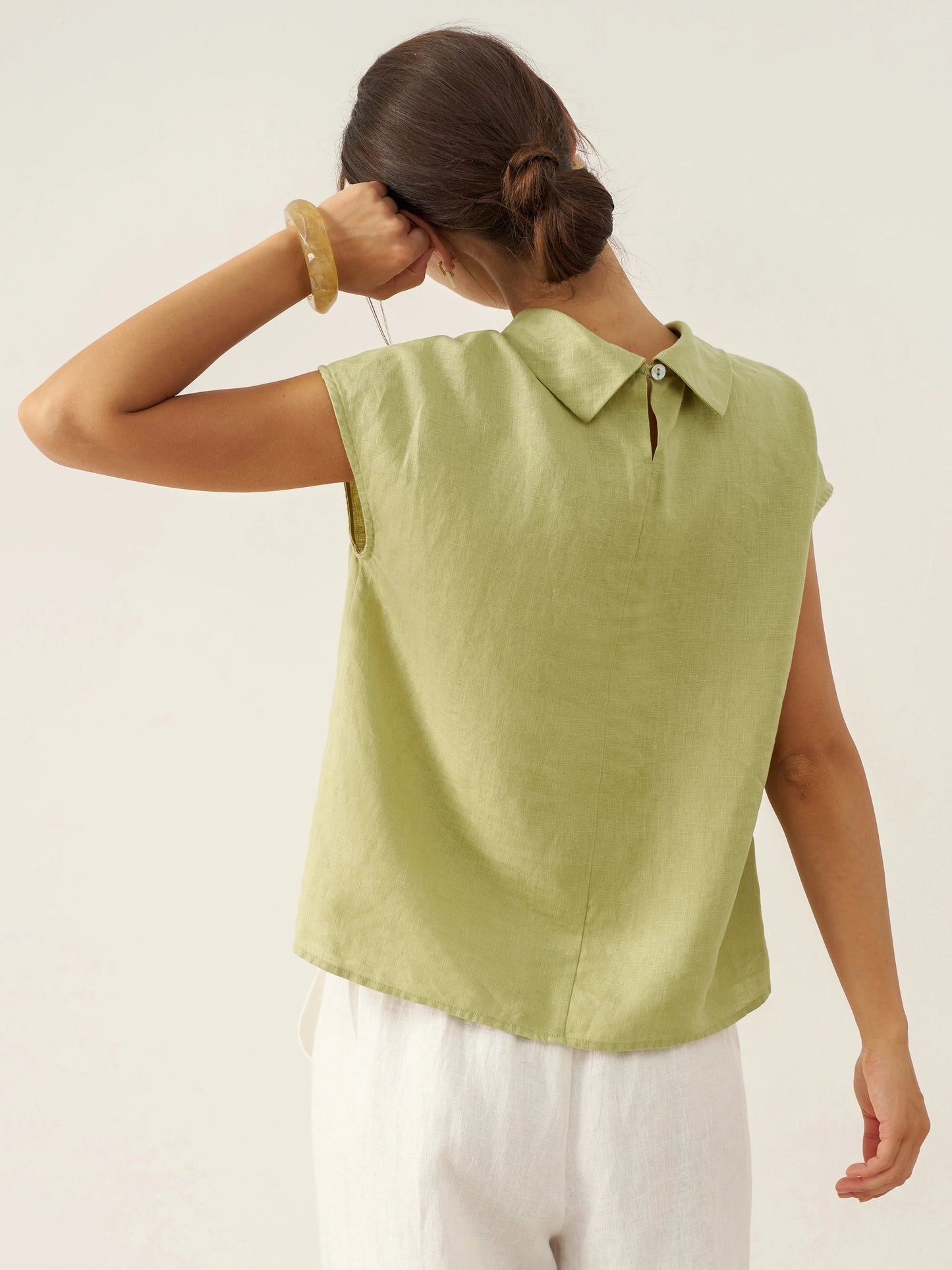 IVONNE | Blusa de lino con cuello camisero