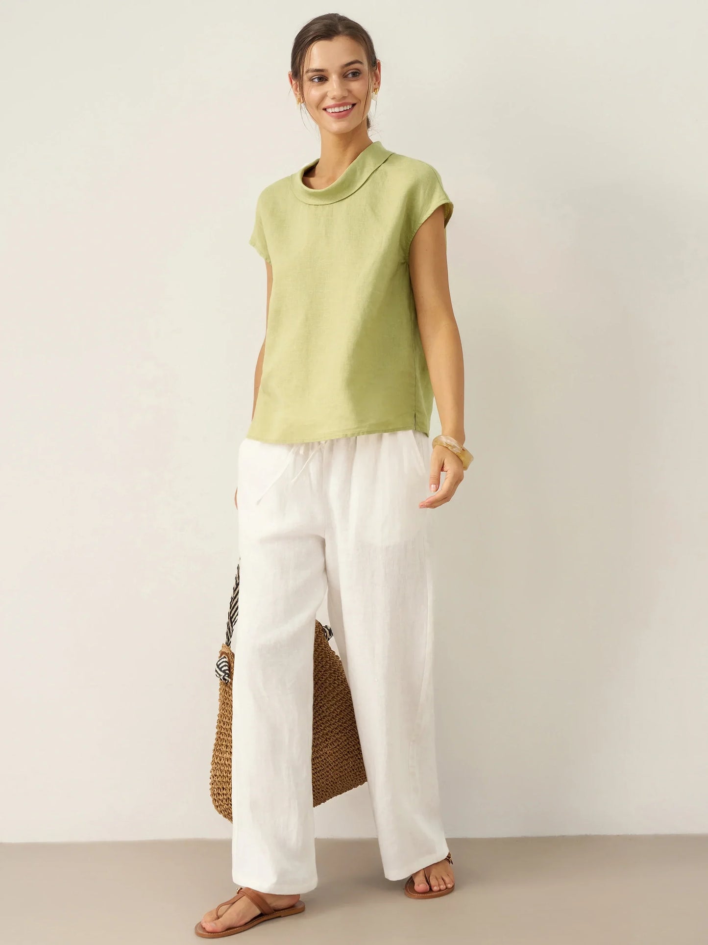 IVONNE | Blusa de lino con cuello camisero