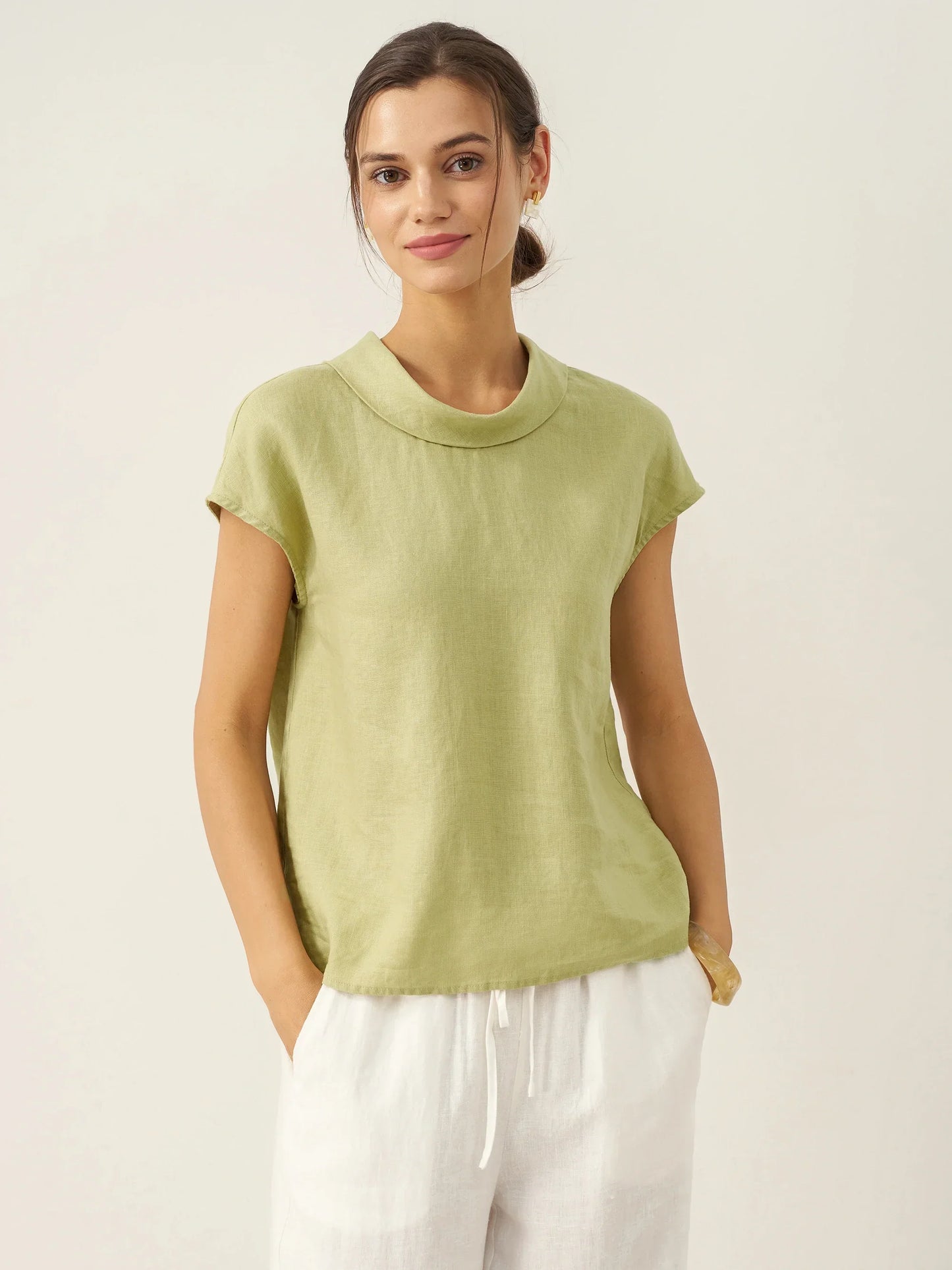 IVONNE | Blusa de lino con cuello camisero