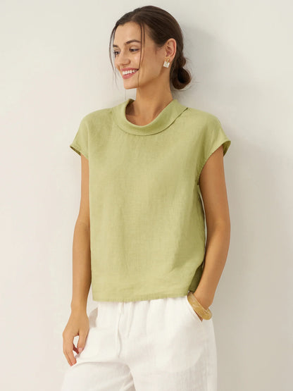 IVONNE | Blusa de lino con cuello camisero