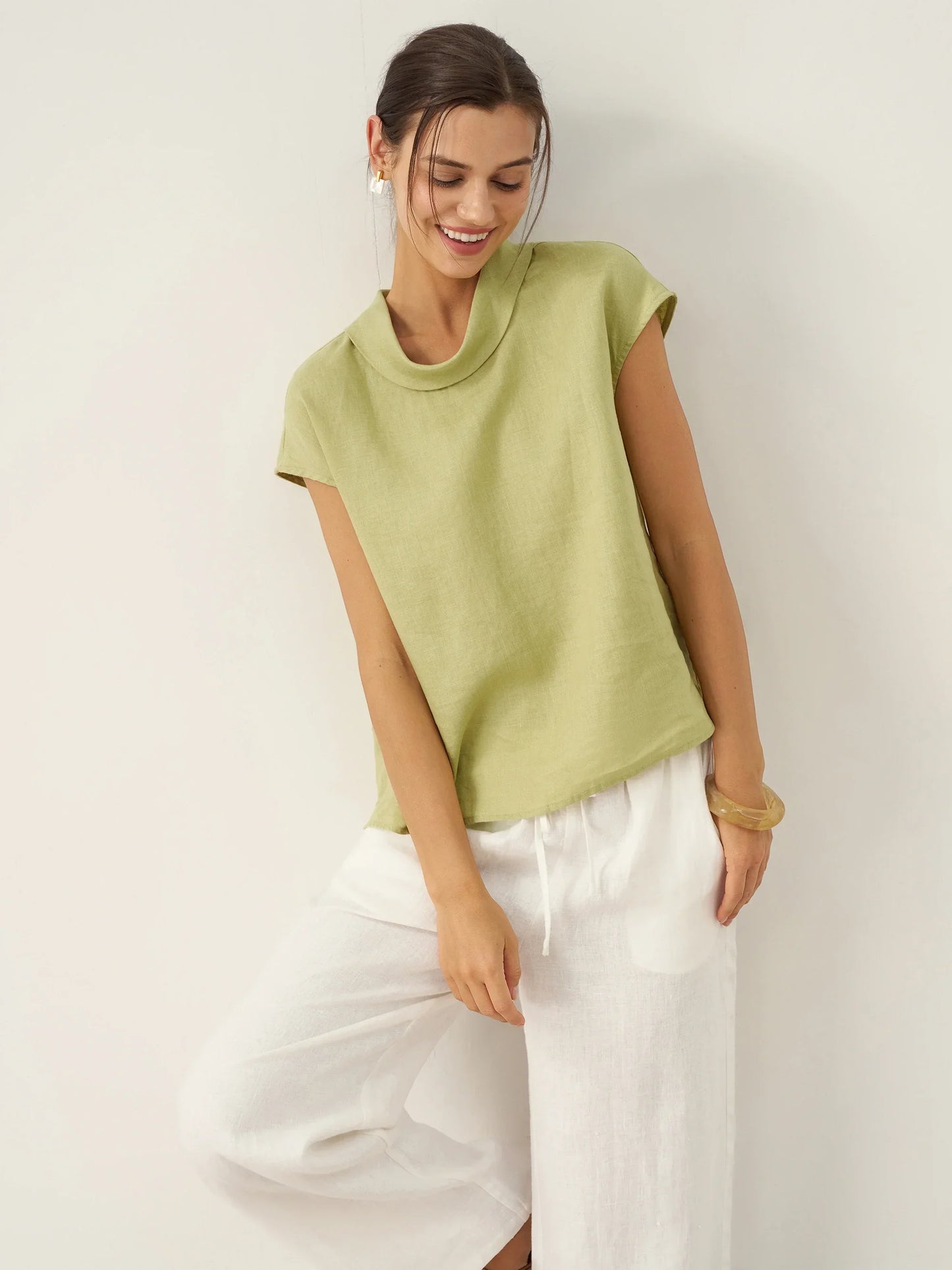IVONNE | Blusa de lino con cuello camisero