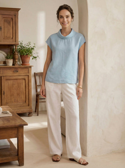 IVONNE | Blusa de lino con cuello camisero