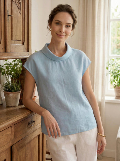 IVONNE | Blusa de lino con cuello camisero