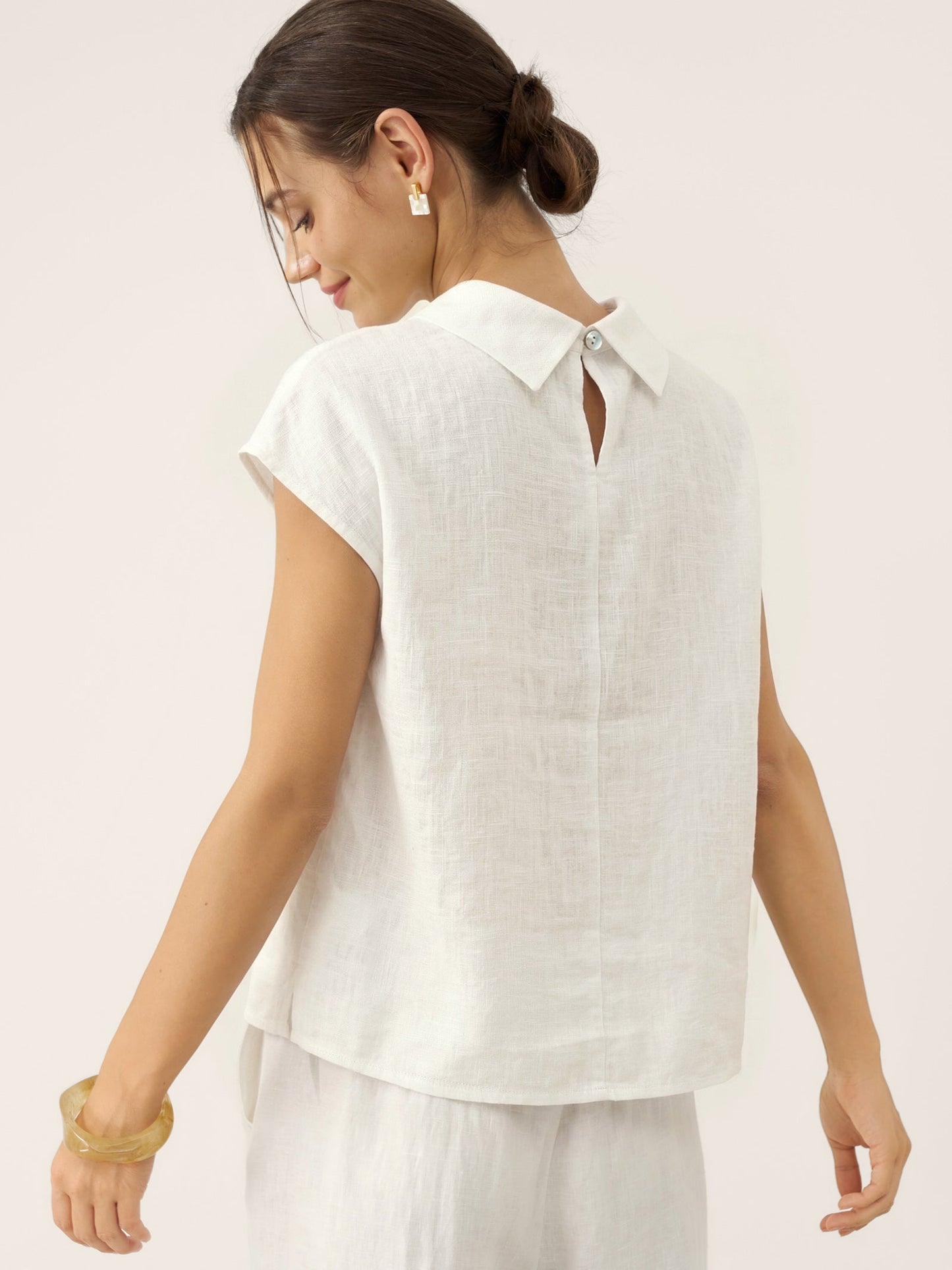 IVONNE | Blusa de lino con cuello camisero