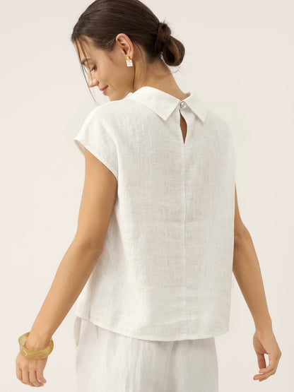 IVONNE | Blusa de lino con cuello camisero
