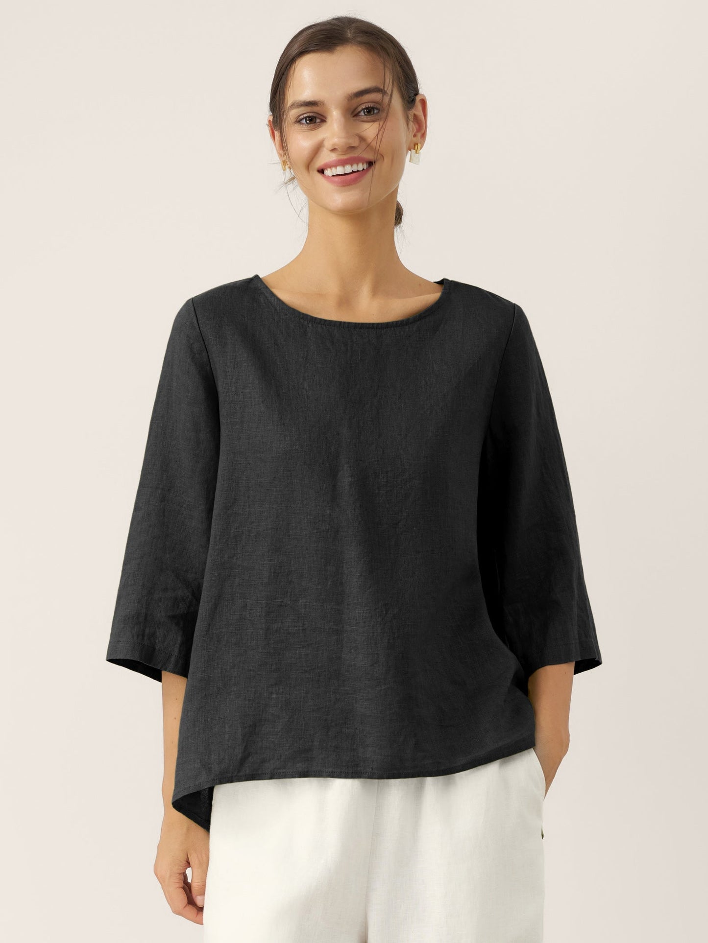 BRIANNA | Blusa asimétrica de lino 100%