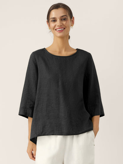 BRIANNA | Blusa asimétrica de lino 100%