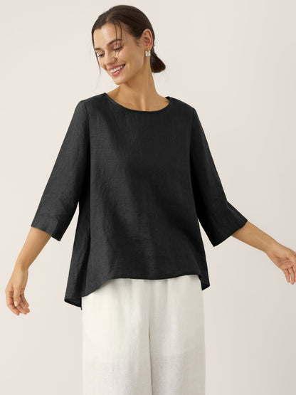 BRIANNA | Blusa asimétrica de lino 100%