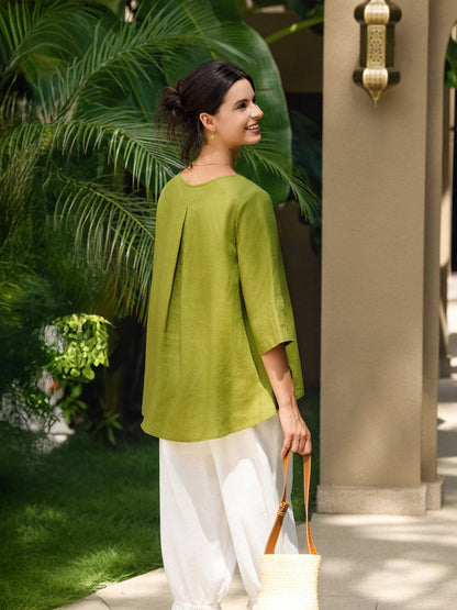 BRIANNA | Blusa asimétrica de lino 100%