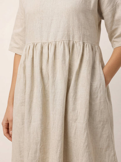 100% Linen A-Line Midi Dress VALENCIA
