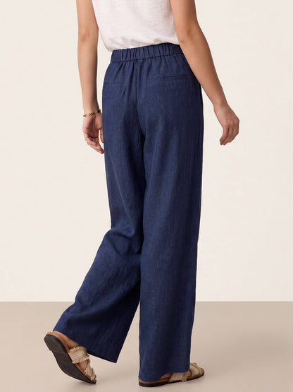 100% Linen Buttoned Slit-Hem Pants KATYA