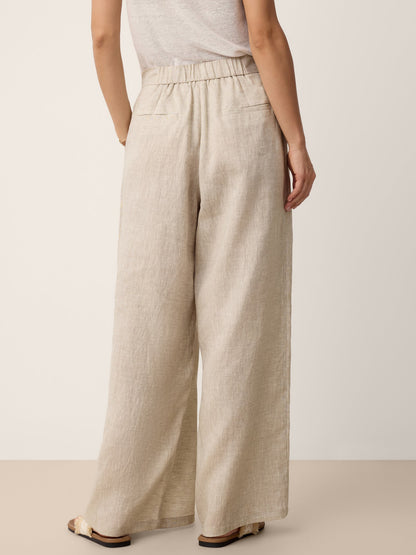 100% Linen Buttoned Slit-Hem Pants KATYA