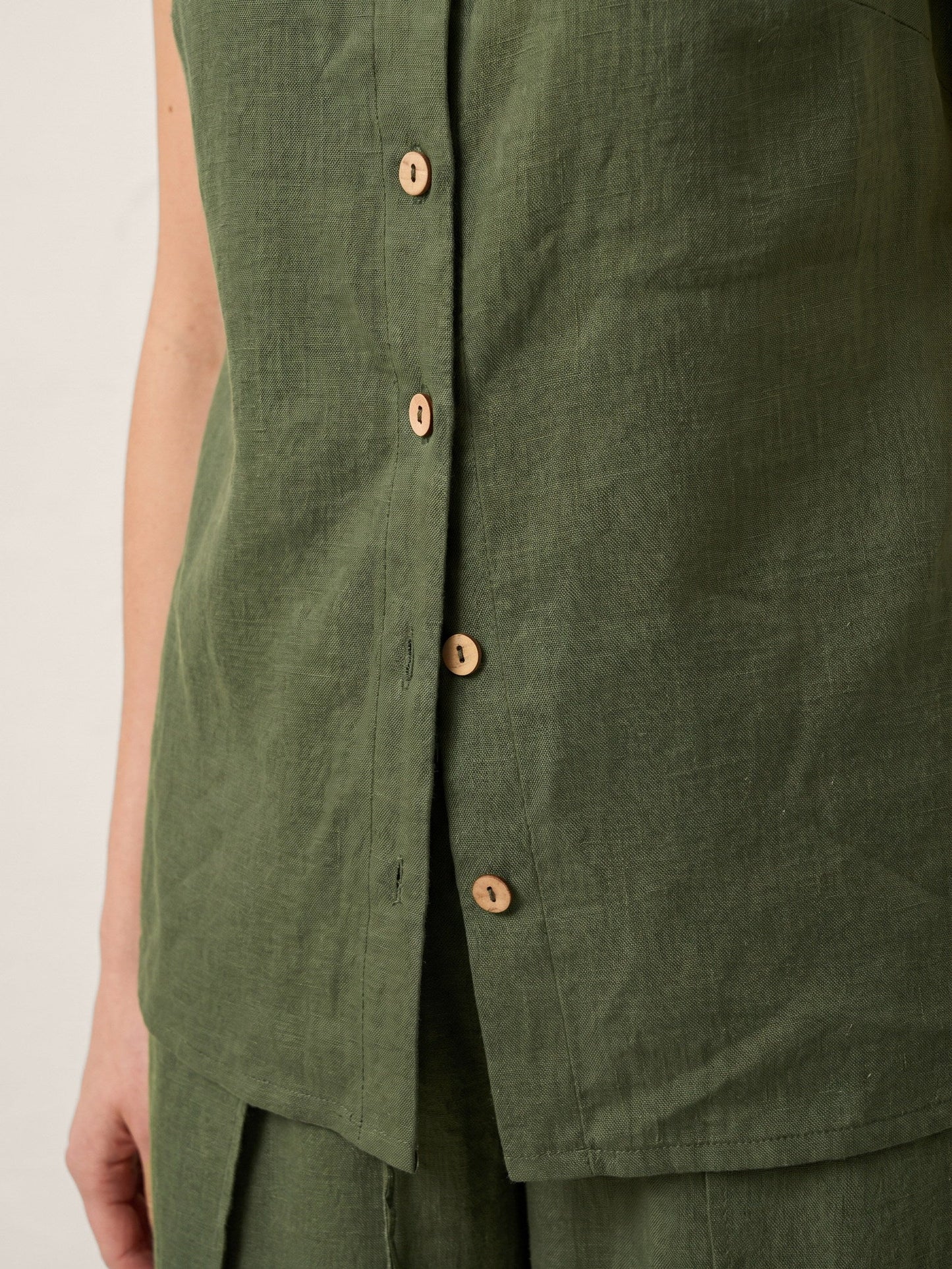 100% Linen Buttons Down Tank Top ERIN