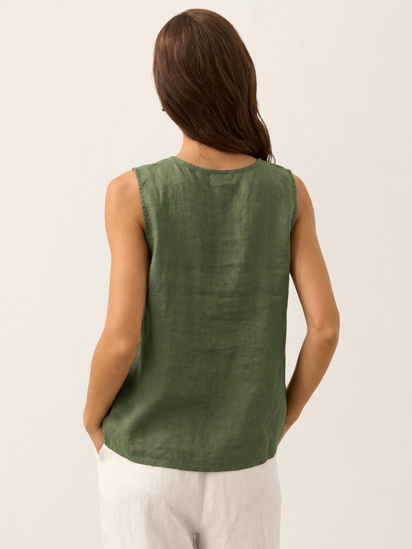 100% Linen Buttons Down Tank Top ERIN