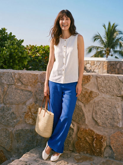 100% Linen Buttons Down Tank Top ERIN