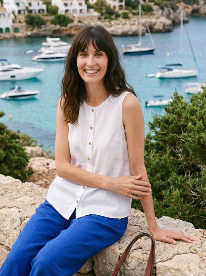 100% Linen Buttons Down Tank Top ERIN