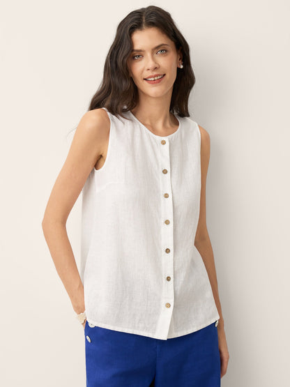 100% Linen Buttons Down Tank Top ERIN