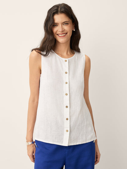 100% Linen Buttons Down Tank Top ERIN