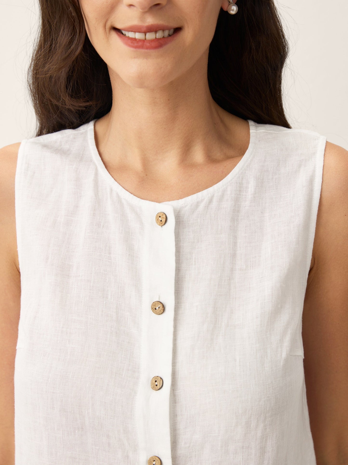 100% Linen Buttons Down Tank Top ERIN