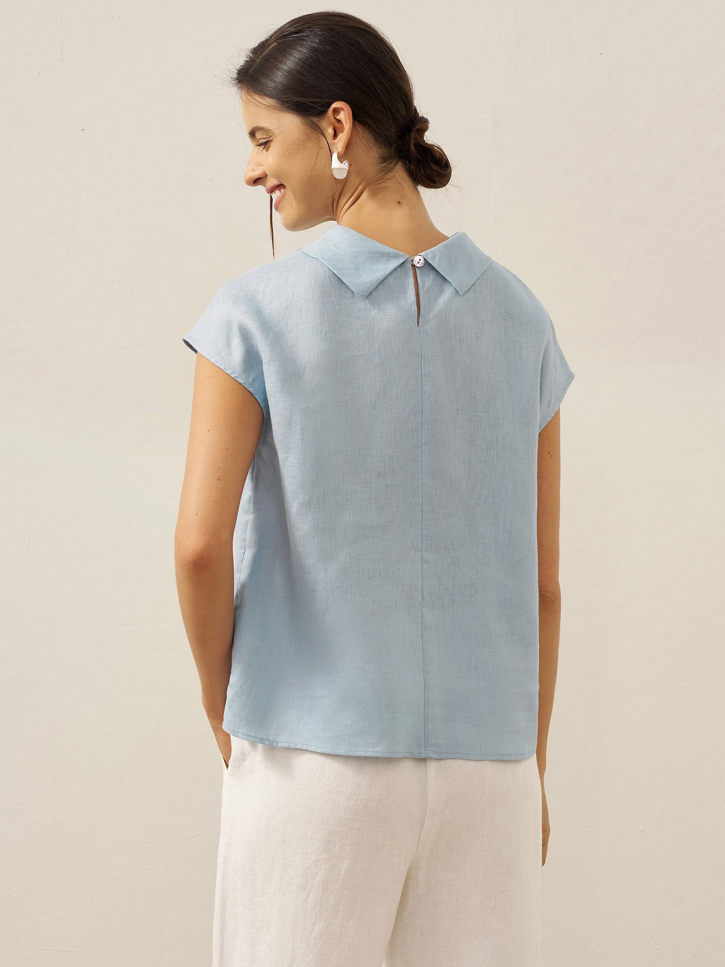 IVONNE | Blusa de lino con cuello camisero