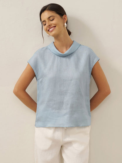 IVONNE | Blusa de lino con cuello camisero