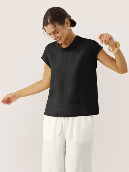 IVONNE | Blusa de lino con cuello camisero