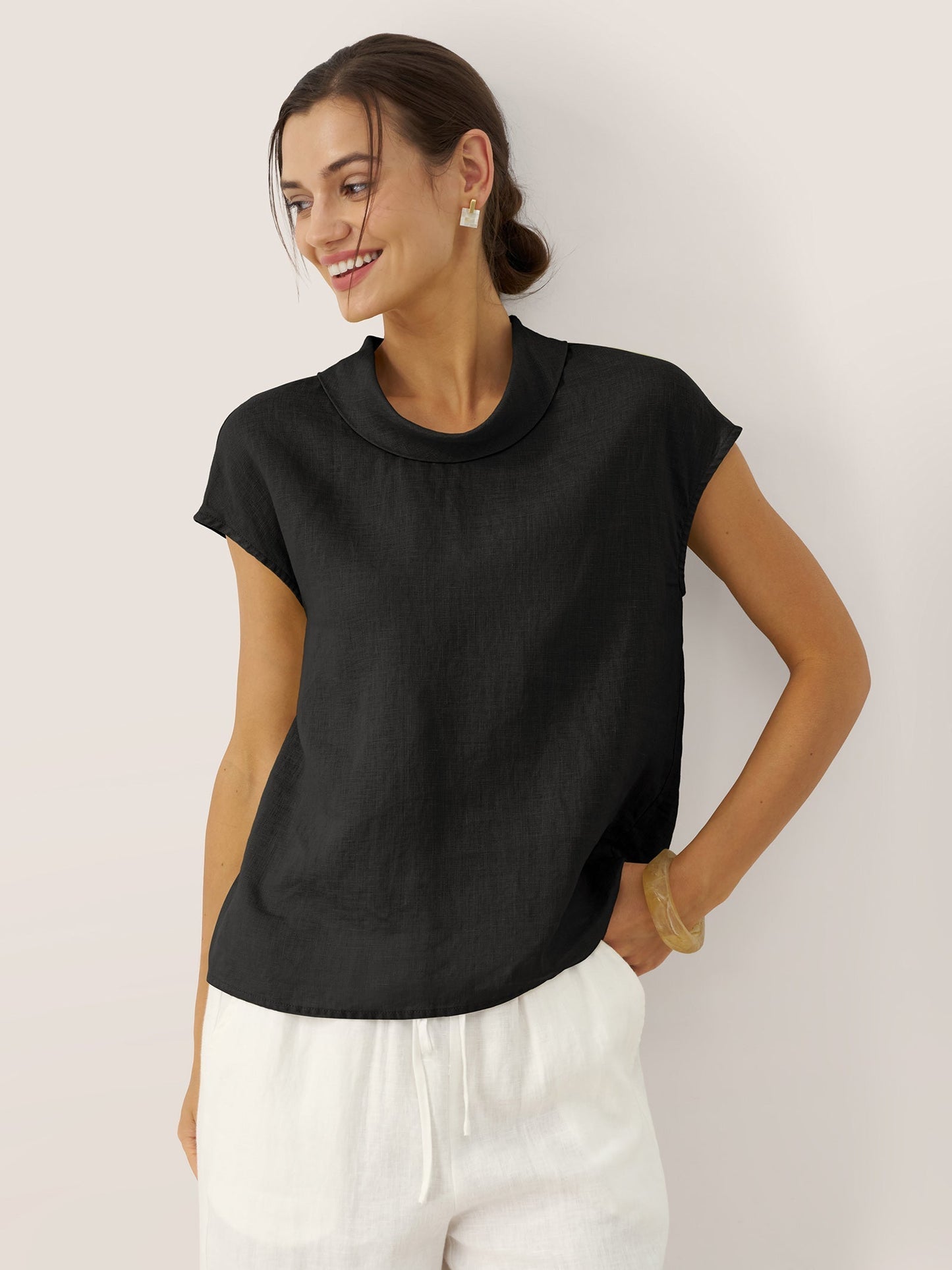 IVONNE | Blusa de lino con cuello camisero