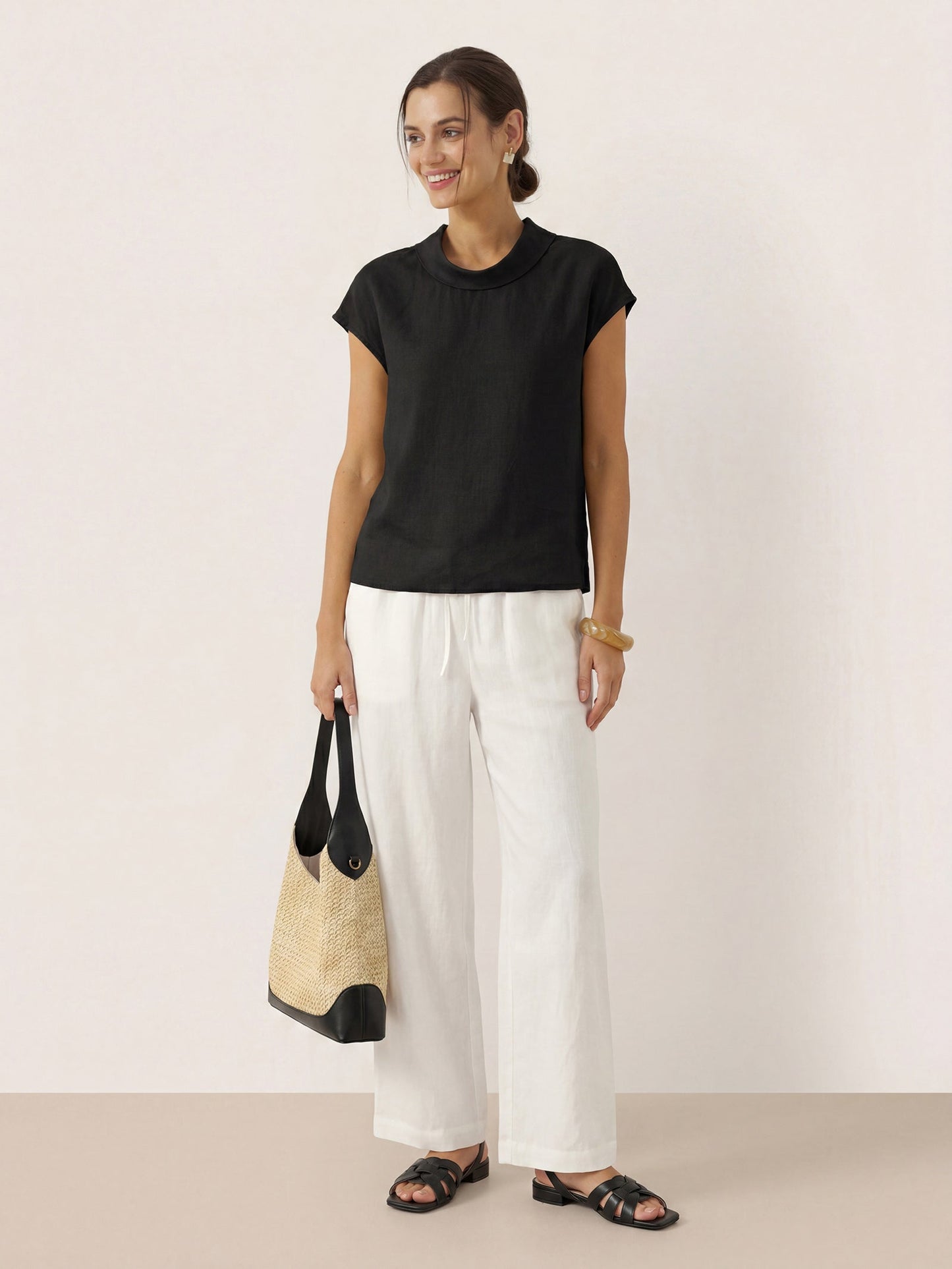 IVONNE | Blusa de lino con cuello camisero