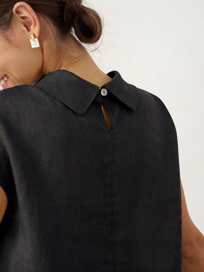 IVONNE | Blusa de lino con cuello camisero