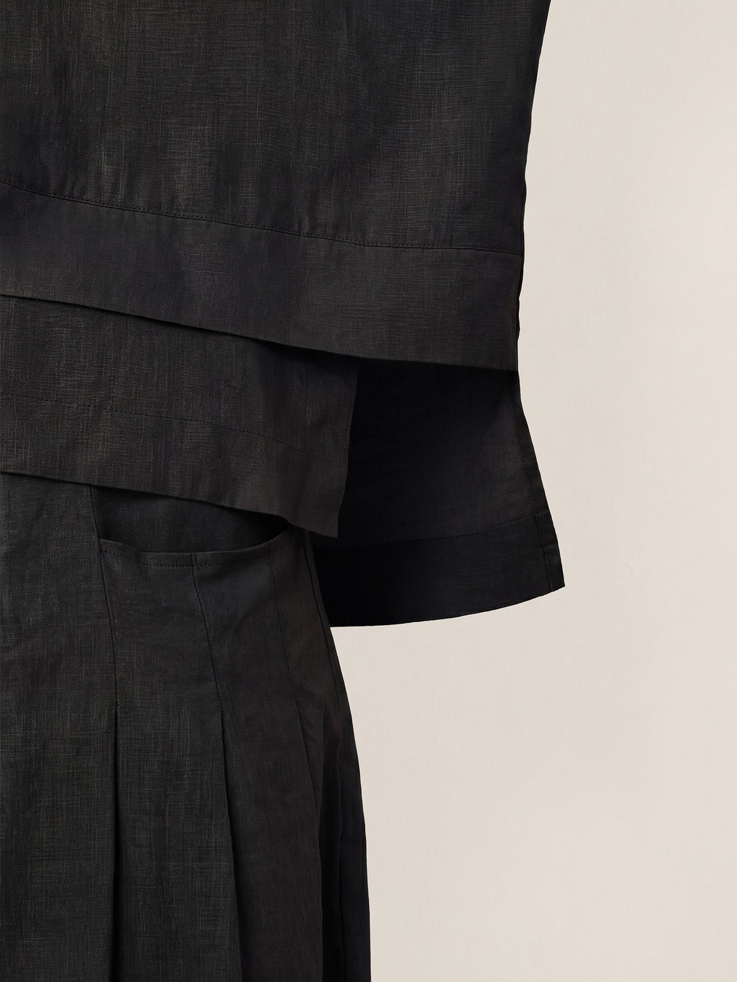 100% Linen Drop Shoulder Asymmetric Layered Hem Overtop VIOLA