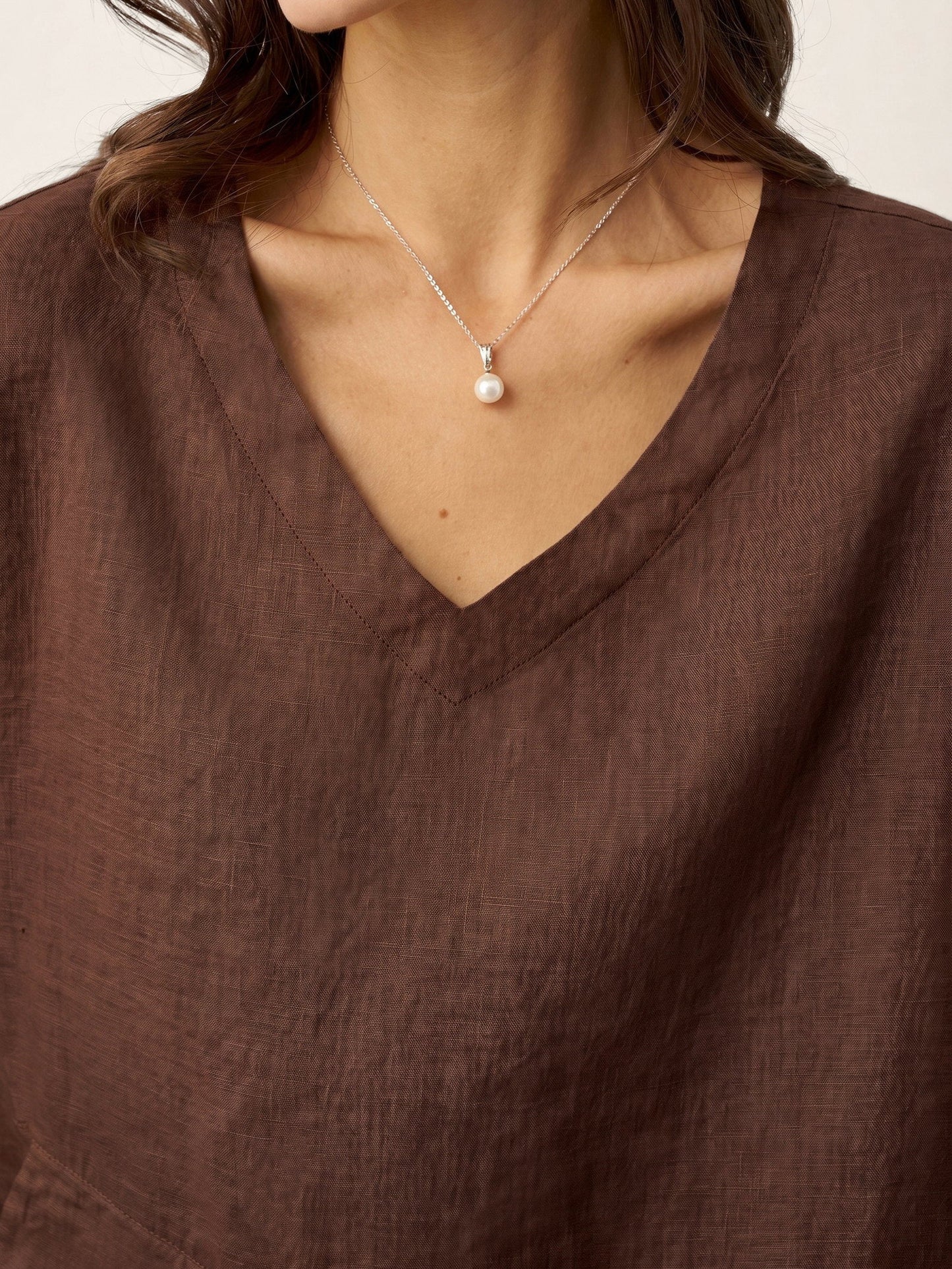 100% Linen Drop Shoulder Asymmetric Layered Hem Overtop VIOLA