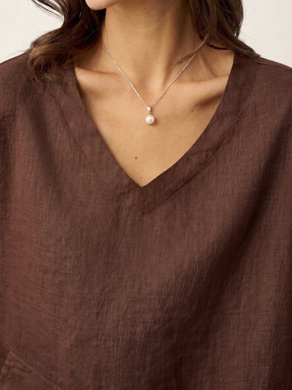 100% Linen Drop Shoulder Asymmetric Layered Hem Overtop VIOLA
