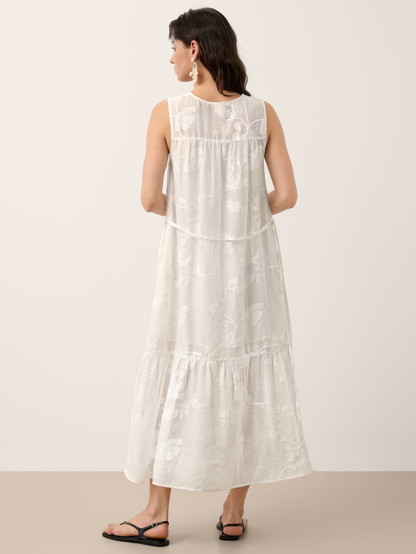 GENEVRA | Vestido maxi de lino bordado