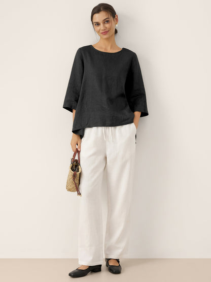 BRIANNA | Blusa asimétrica de lino 100%