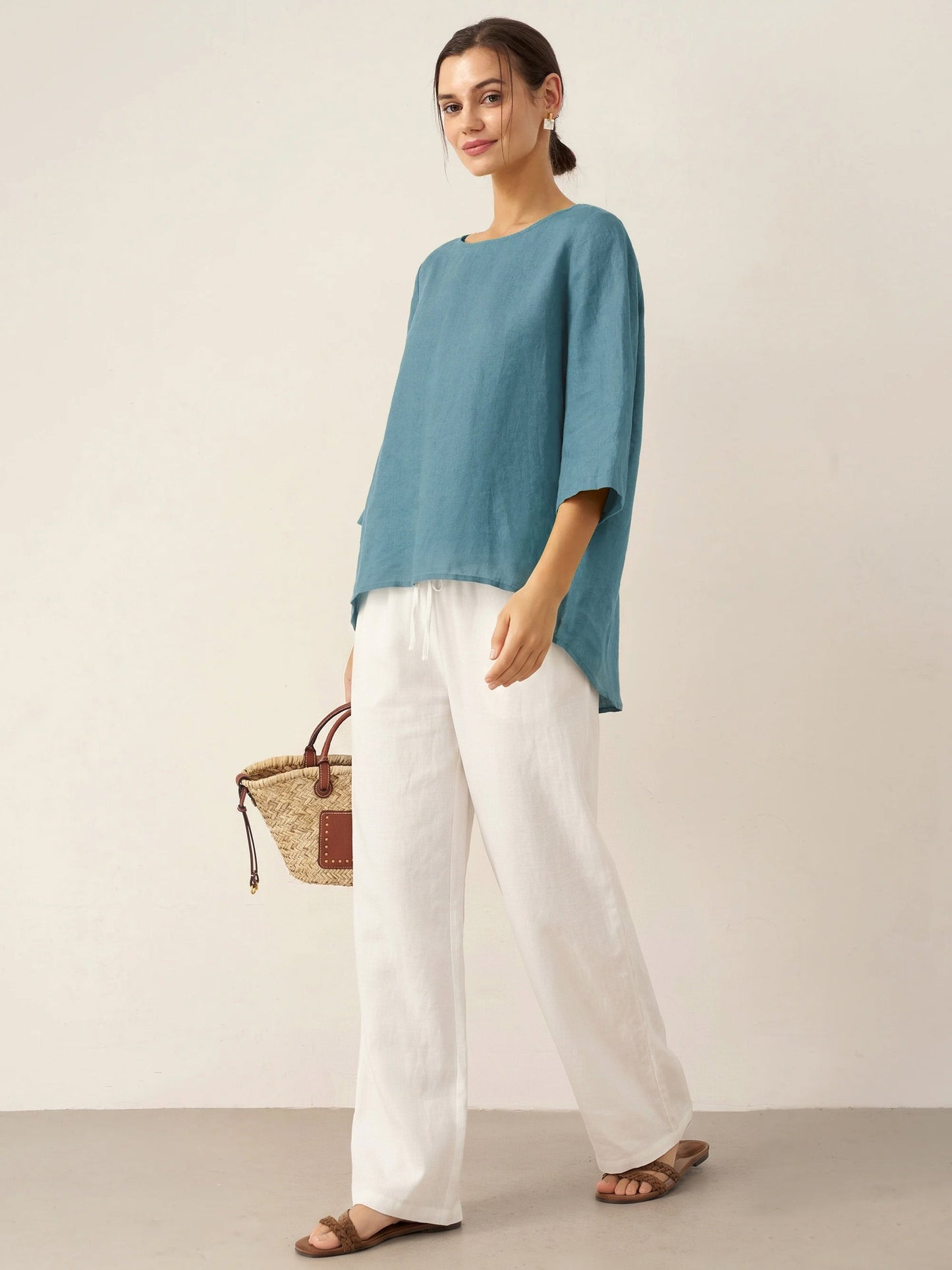 BRIANNA | Blusa asimétrica de lino 100%