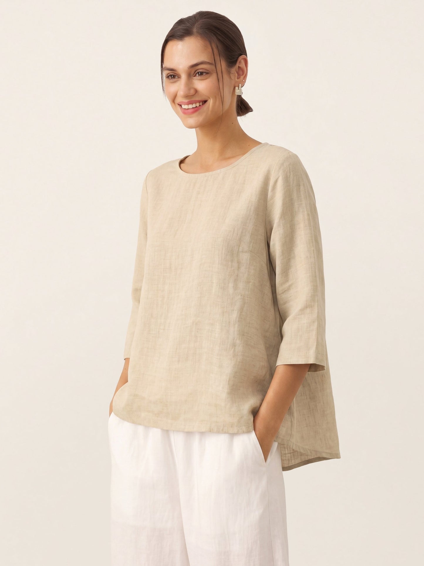 BRIANNA | Blusa asimétrica de lino 100%