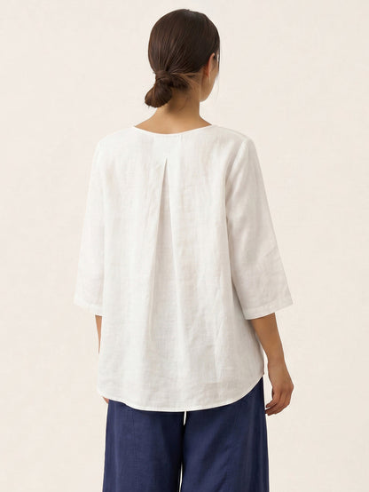 BRIANNA | Blusa asimétrica de lino 100%