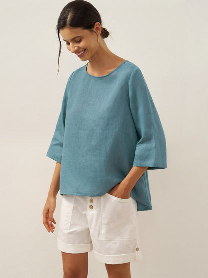 BRIANNA | Blusa asimétrica de lino 100%