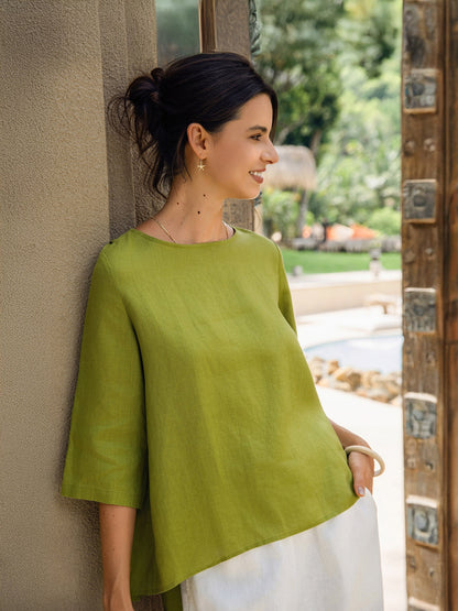 BRIANNA | Blusa asimétrica de lino 100%