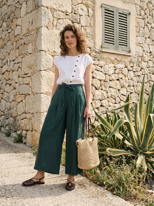 CAMILLA | Pantalón cropped de lino 100%