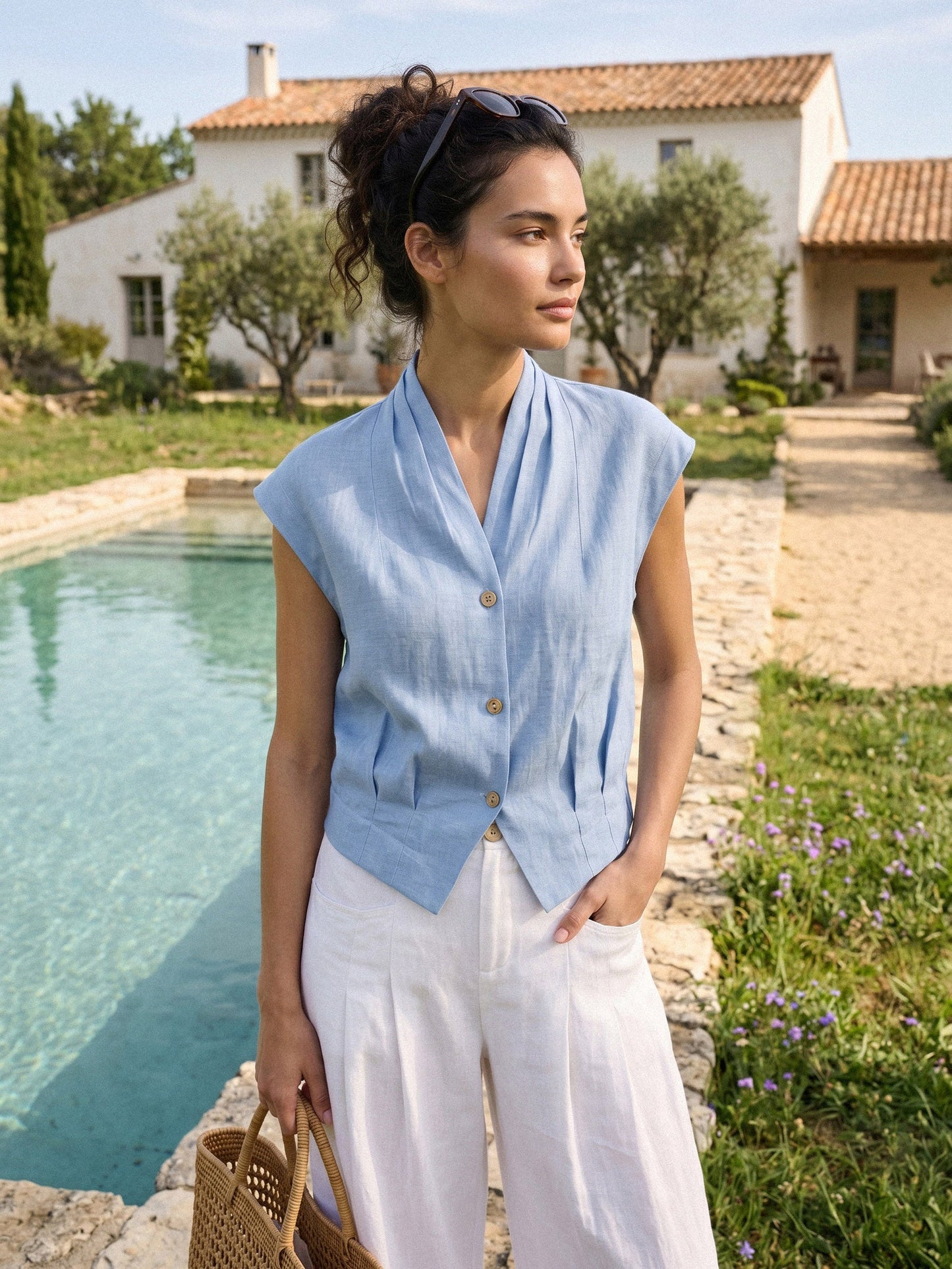 VALERIA | Blusa cruzada de lino