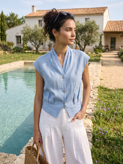 VALERIA | Blusa cruzada de lino