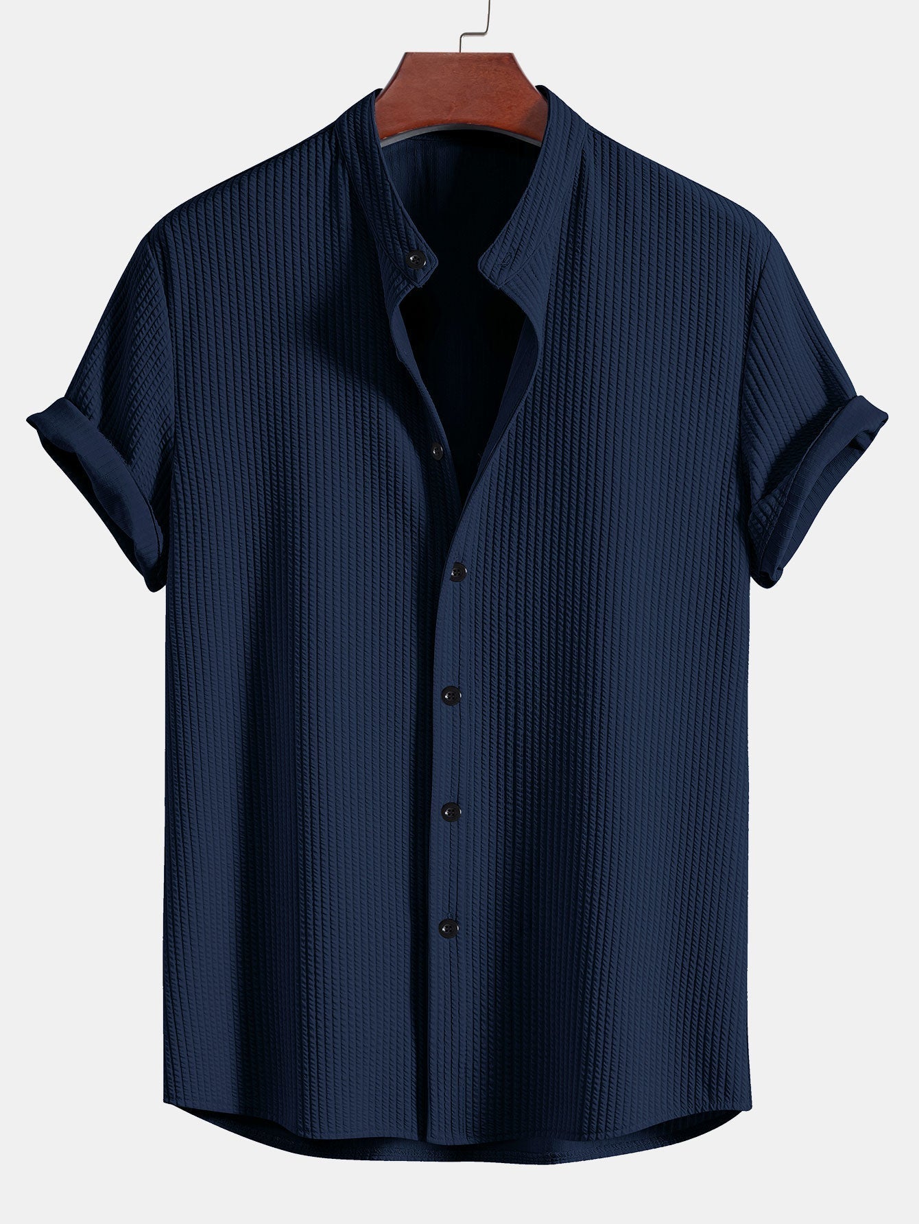 VALERIO | Camisa de cuello alto acanalada de corte ajustado.
