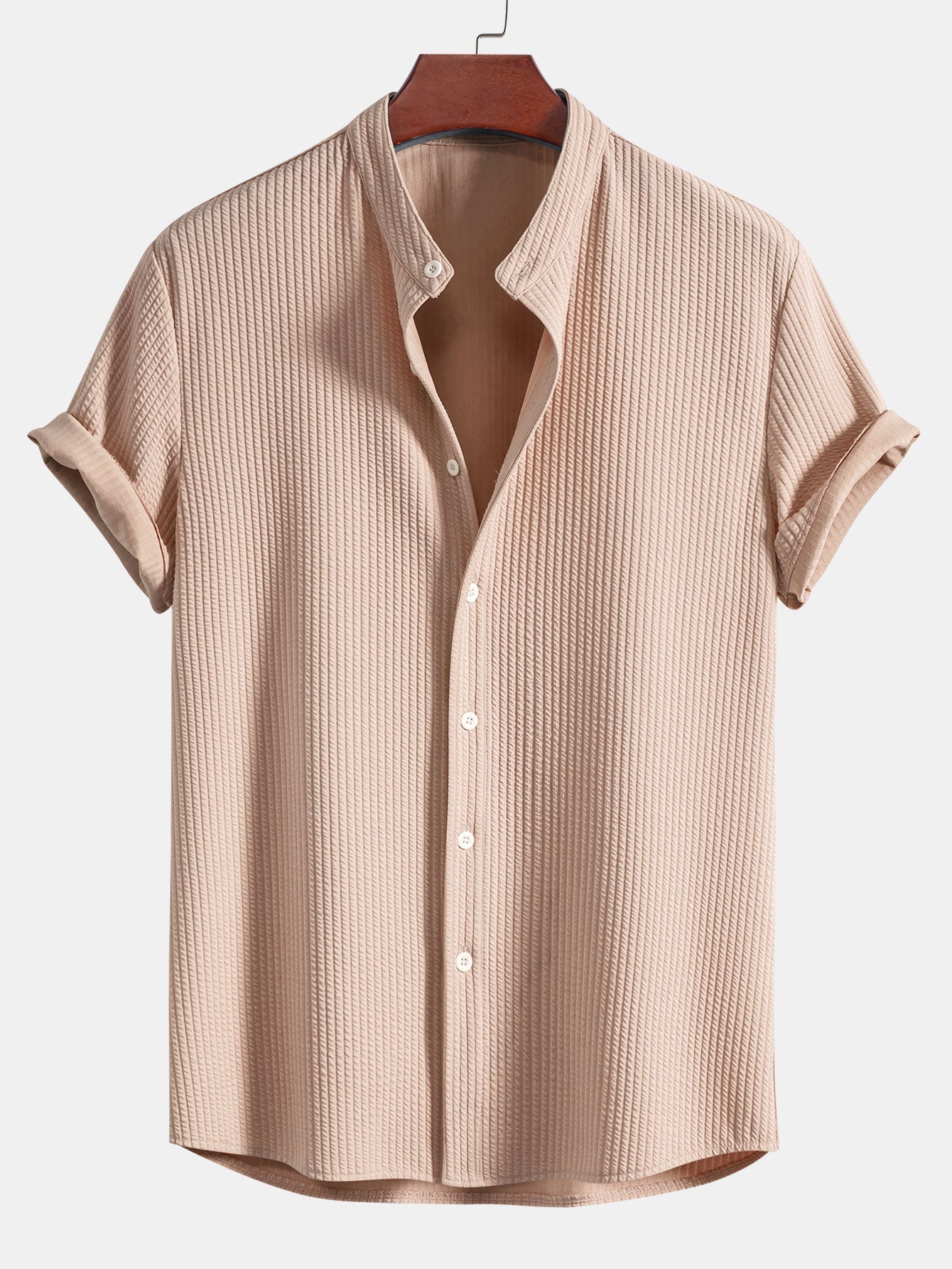 VALERIO | Camisa de cuello alto acanalada de corte ajustado.