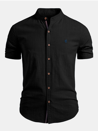 SEBÁSTIAN | Conjunto Camisa Cuello Mao y Pantalón Texturizado