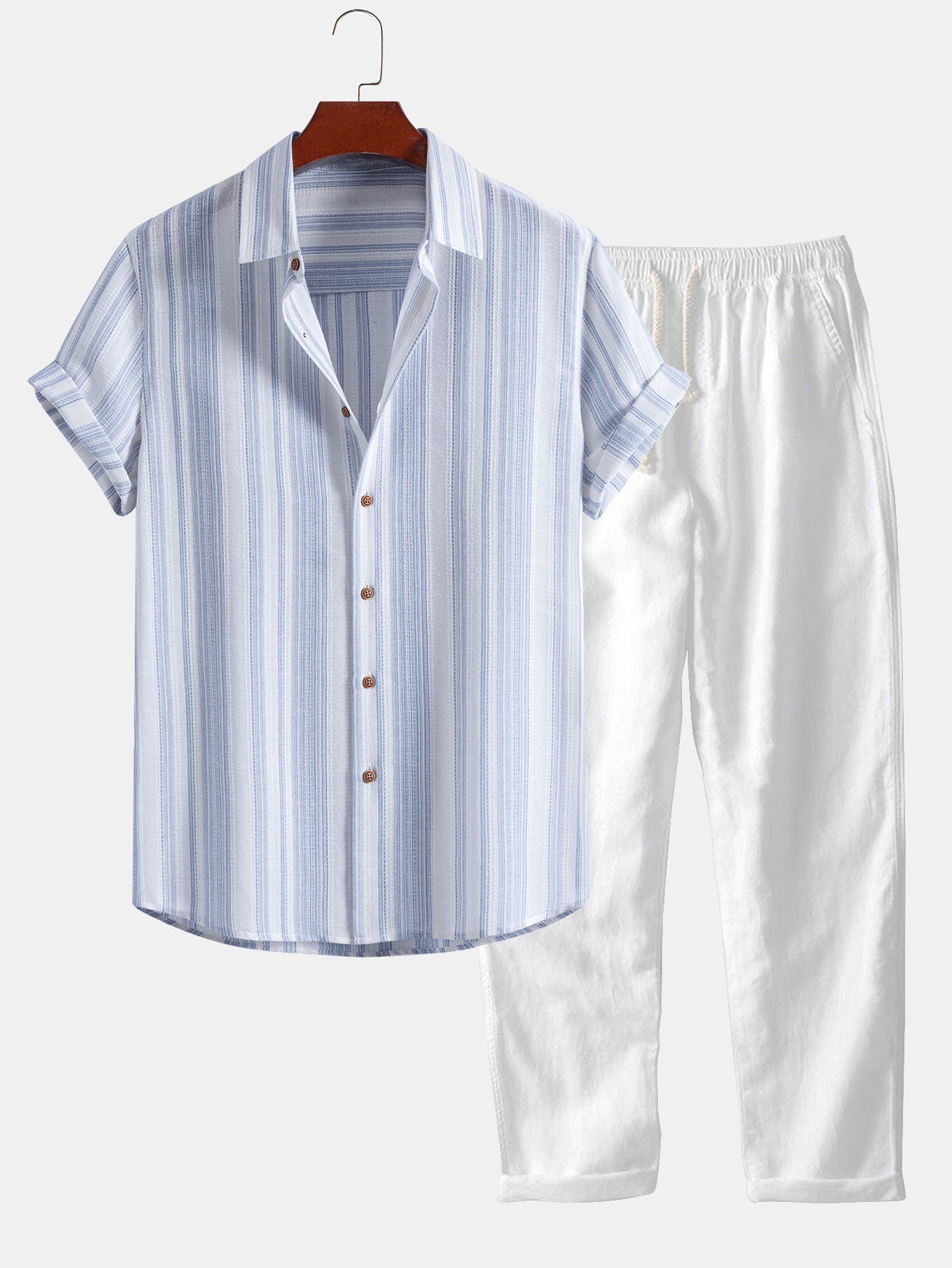 DIEGO | Conjunto Camisa de Rayas y Pantalón de Lino